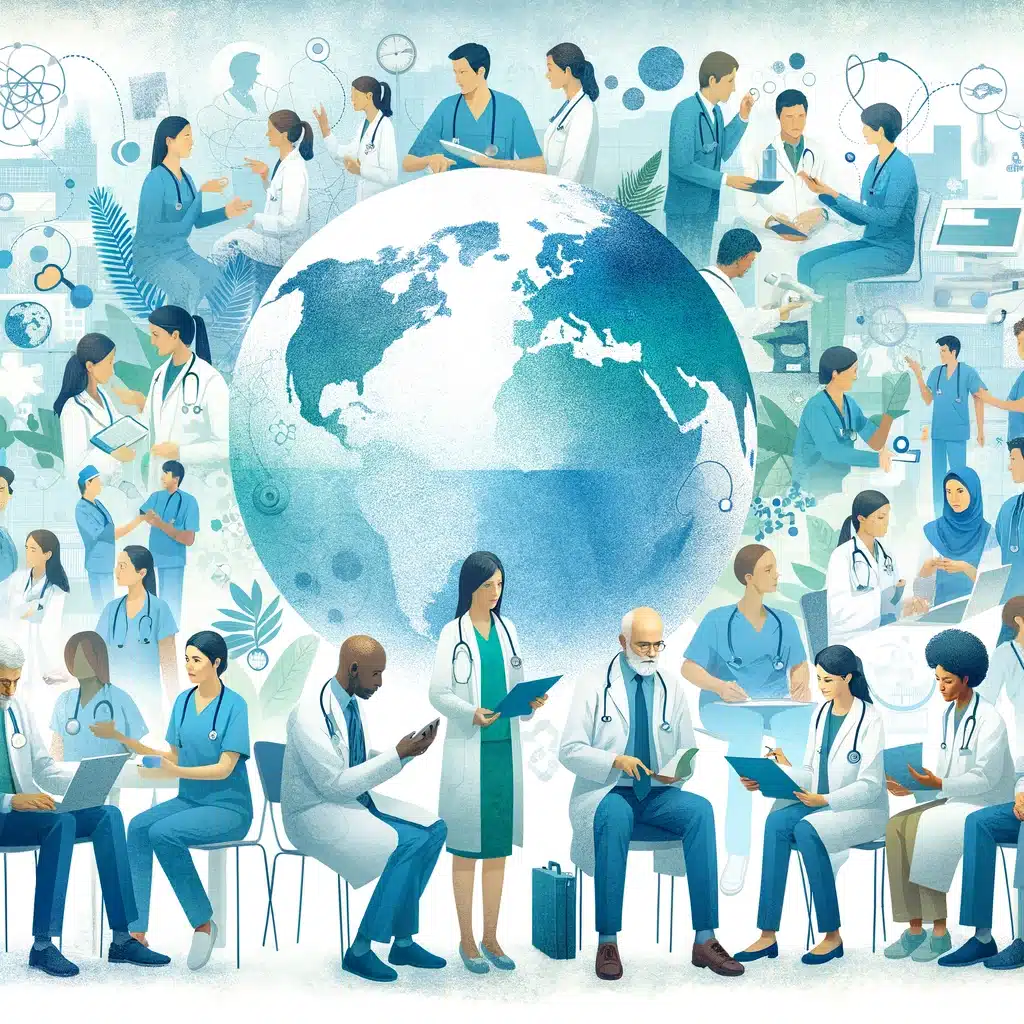 Collage de professionnels de la santé diversifiés, incluant des médecins, des infirmières et des chercheurs